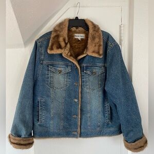 Vintage Marvin Richards Denim Jacket with Faux Fur Trim Size XL